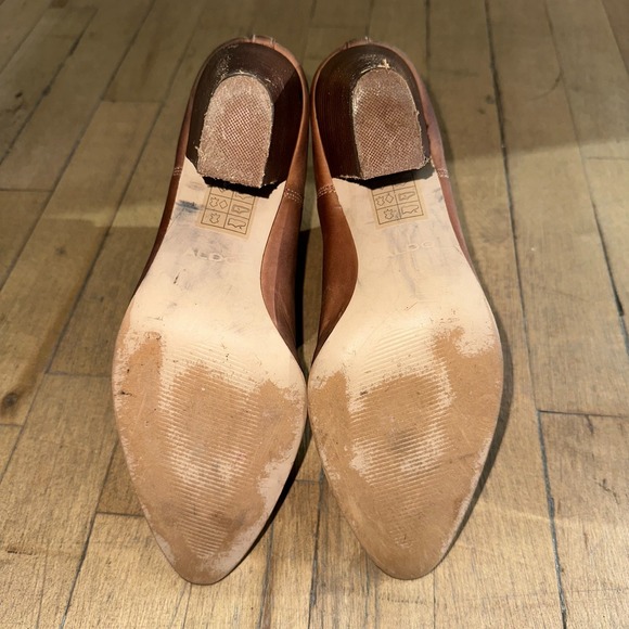 Aldo Chelsea Ankle Boots Womens Size 9 Brown Genuine Leather‎ Block Heel Outdoor - Picture 9 of 13